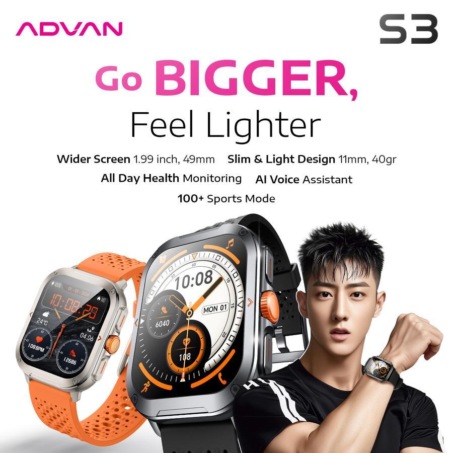 ADVAN Smartwatch S3 Waterproof 300mAh 1.99"